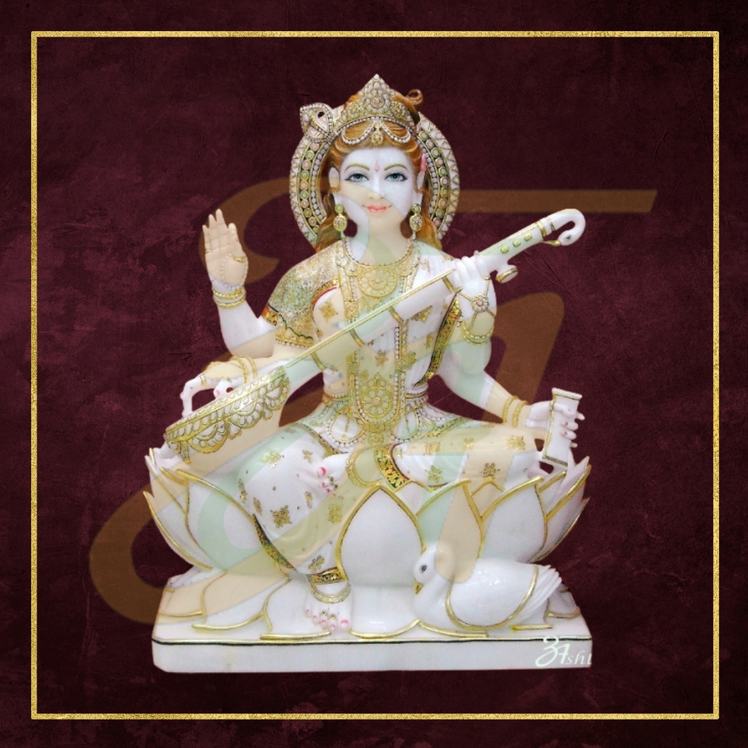 Saraswati Marble Statue 02
